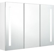 vidaXL vidaXL - Armoire de toilette - avec - miroir - et - LED - 89x14x62 - cm - brillant - blanc