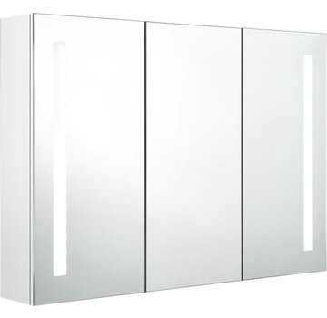 vidaXL vidaXL - Armoire de toilette - avec - miroir - et - LED - 89x14x62 - cm - brillant - blanc