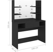 vidaXL vidaXL - Coiffeuse - avec - éclairage - LED - 100x40x135 - cm - MDF - noir