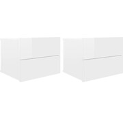 vidaXL vidaXL - Tables de chevet - 2 - pcs - 40x30x30 - cm - aggloméré - brillant - blanc