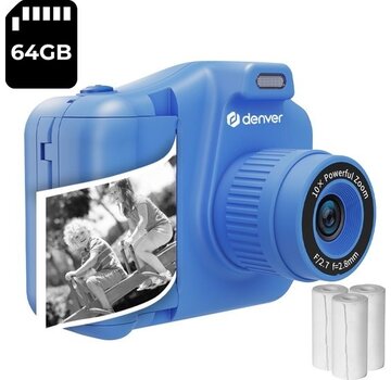 Denver Denver Kids' Camera Full HD with Printer - Selfie Camera - 48MP - Digital Camera Kids - Photo and Video - Games - KPC1370 - Blue