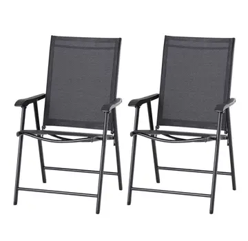 Outsunny Outsunny Chaise pliante avec accoudoirs - Lot de 2 - Noir - 58B x 64T x 94H cm