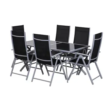 Outsunny Outsunny Garden Set - Table de jardin avec 6 chaises de jardin - 160x86x72 cm - Noir