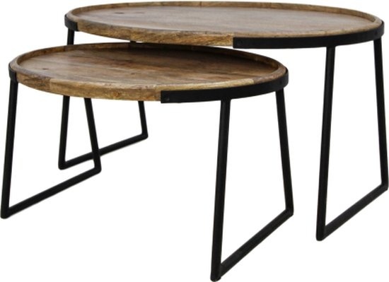 Collection HSM Table basse Paulson - bois de manguier - lot de 2
