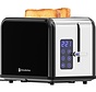 KitchenBrothers Toaster - Grille-pain - 6 niveaux de chaleur - 2 fentes extra-larges - écran tactile - 815W - acier inoxydable/noir