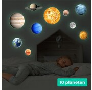 Nuvance Nuvance - Étoiles phosphorescentes - Planètes - 10 pièces - Autocollants muraux pour chambre de bébé