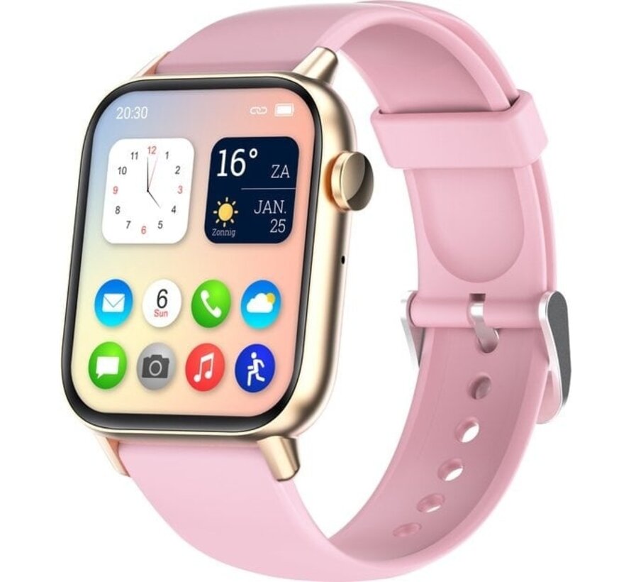 Nuvance - Smartwatch Ladies - avec écran tactile HD - Montre - compatible iOS et Android - podomètre, compteur de calories, somnomètre - Rose Gold