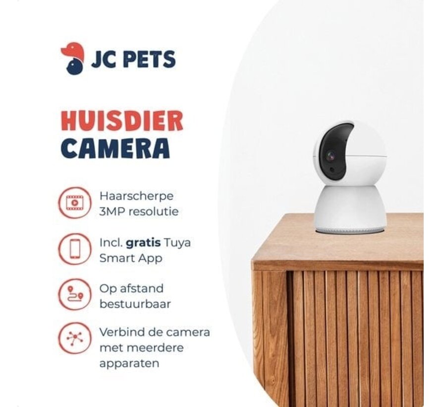 JC Pets Pet Camera 3MP 2048 x 1536P - Caméra 360° pour chien et caméra de sécurité avec Wifi - Caméra multifonctionnelle pour bébé avec application