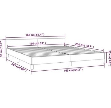 vidaXL vidaXL - Cadre de lit - avec - tête de lit - tissu - gris foncé - 160x200 - cm
