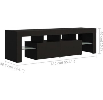 vidaXL vidaXL - TV - meuble - avec - éclairage - LED - 140x36,5x40 - cm - noir