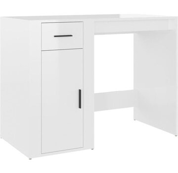 vidaXL vidaXL - Bureau - 100x49x75 - cm - artisanal - bois - brillant - blanc