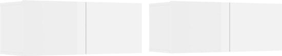 vidaXL - TV - meuble - 2 - pièces - 80x30x30 - cm - artisanal - bois - brillant - blanc