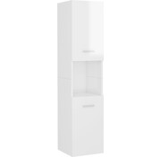 vidaXL vidaXL - Armoire de toilette - 30x30x130 - cm - aggloméré - brillant - blanc