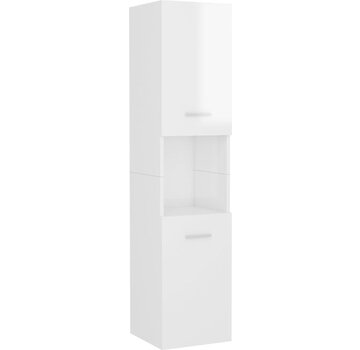 vidaXL vidaXL - Armoire de toilette - 30x30x130 - cm - aggloméré - brillant - blanc