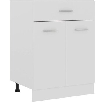 vidaXL vidaXL - Meuble bas - avec - tiroir - 60x46x81,5 - cm - usiné - bois - blanc