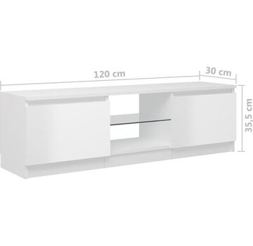 vidaXL vidaXL - TV - meuble - avec - éclairage - LED - 120x30x35,5 - cm - brillant - blanc