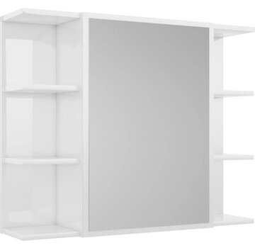 vidaXL vidaXL - Armoire de toilette - 80x20.5x64 - cm - aggloméré - brillant - blanc