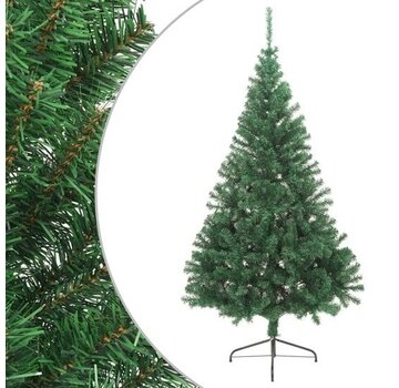 vidaXL vidaXL - Arbre de Noël artificiel - avec - support - demi - 240 - cm - PVC - vert