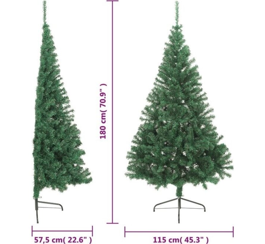 vidaXL - Arbre de Noël artificiel - avec - support - demi - 180 - cm - PVC - vert