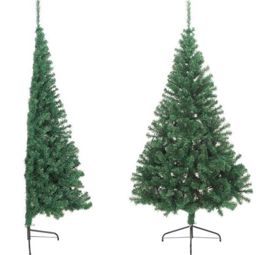 vidaXL - Arbre de Noël artificiel - avec - support - demi - 180 - cm - PVC - vert