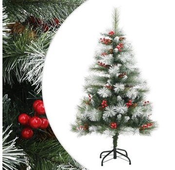 vidaXL vidaXL - Arbre de Noël artificiel - avec - charnières - pommes de pin - et - baies - 120 - cm