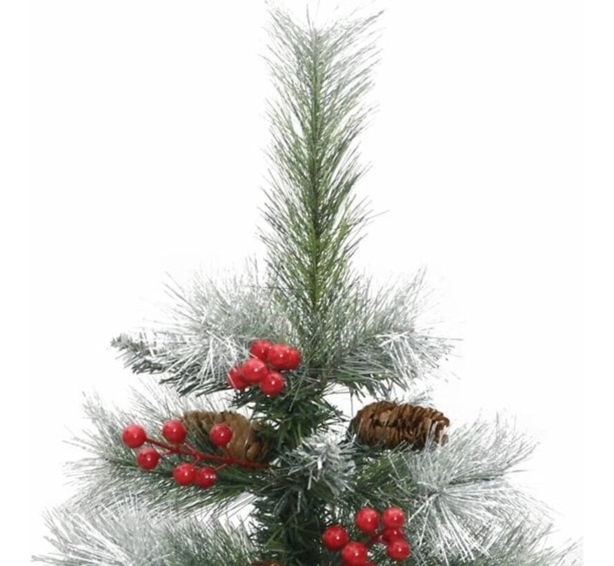 vidaXL - Arbre de Noël artificiel - avec - charnières - pommes de pin - et - baies - 120 - cm