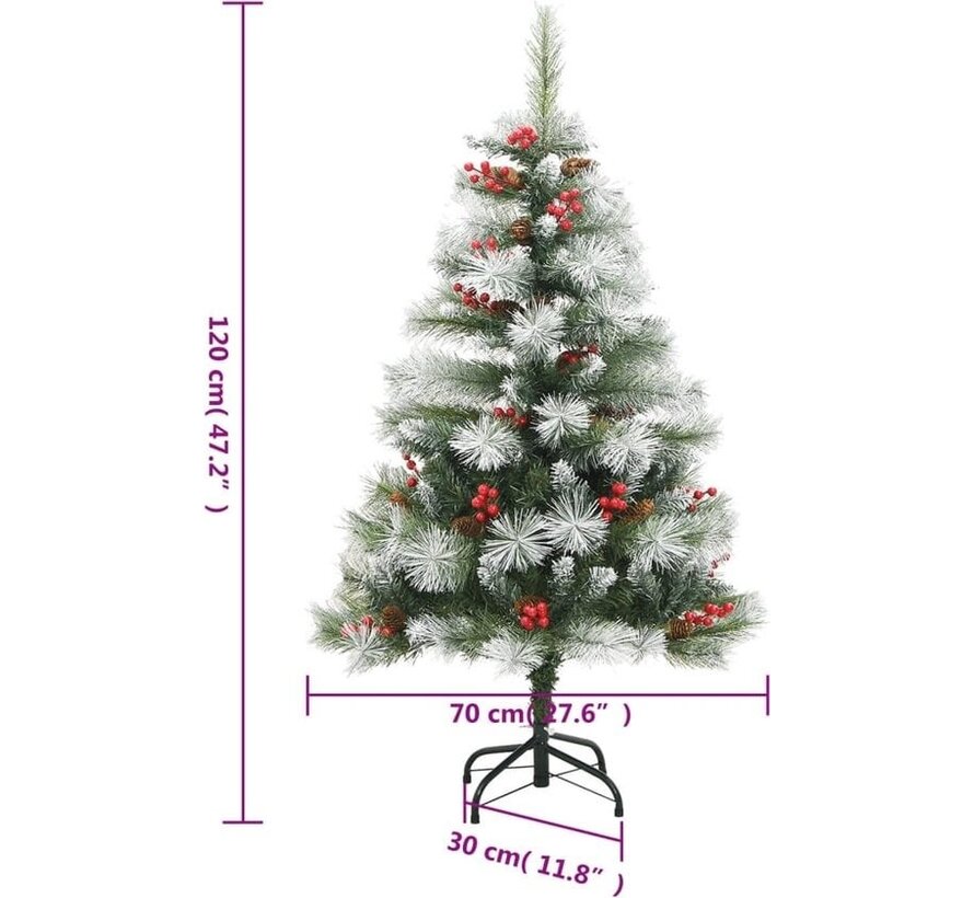 vidaXL - Arbre de Noël artificiel - avec - charnières - pommes de pin - et - baies - 120 - cm
