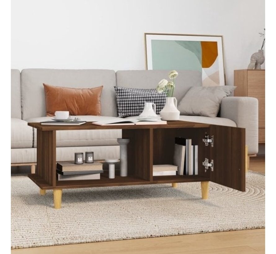 vidaXL - Table basse - 90x50x40 - cm - artisanale - bois - brun - couleur chêne