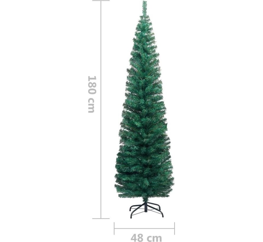 vidaXL - Arbre de Noël artificiel - avec - support - étroit - 180 - cm - PVC - vert