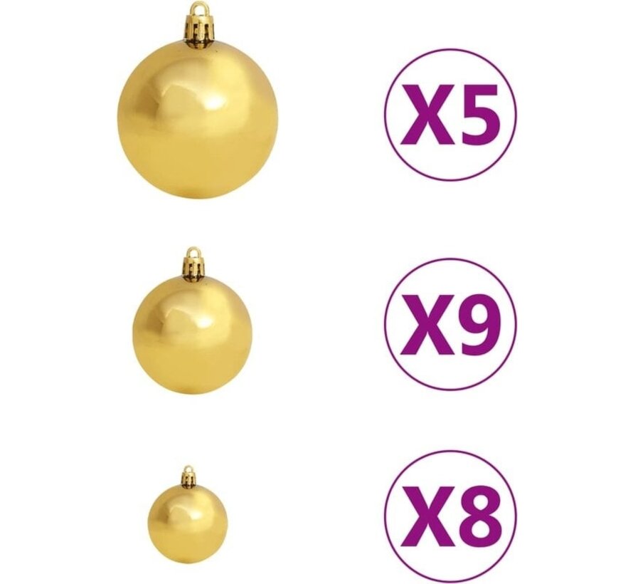 vidaXL - 61 - pièces - Ensemble de boules de Noël - avec - pic - et - 150 - LED - or - et - bronze