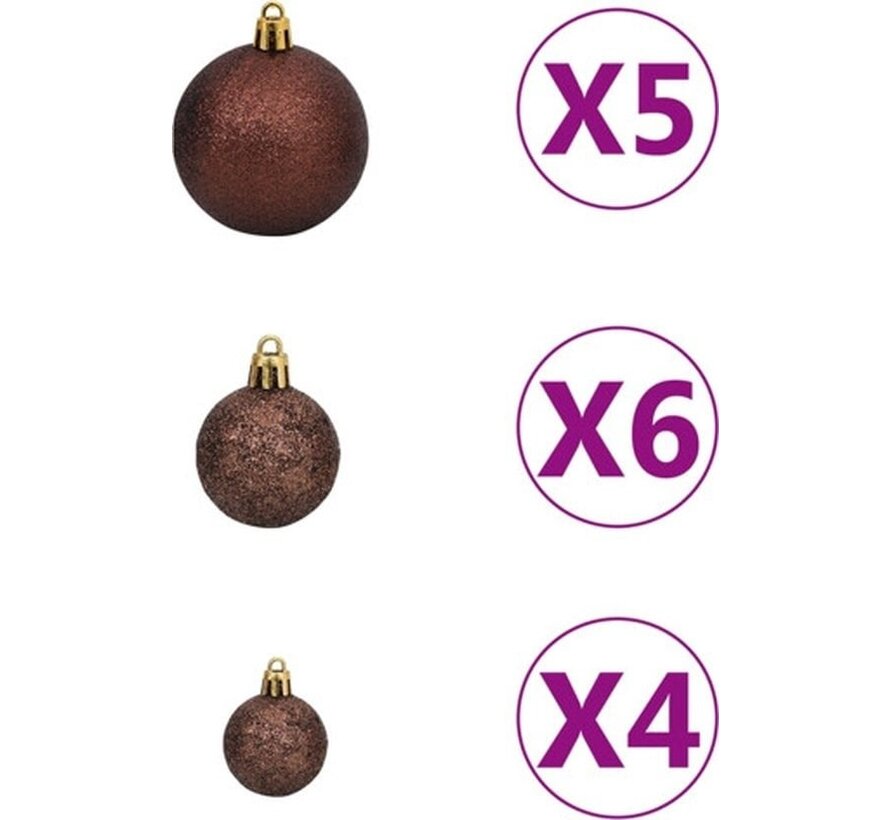 vidaXL - 61 - pièces - Ensemble de boules de Noël - avec - pic - et - 150 - LED - or - et - bronze