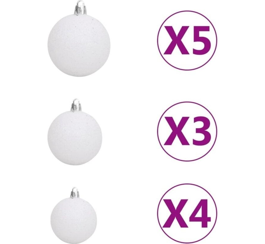 vidaXL - 61 - pièces - Ensemble de boules de Noël - avec - pic - et - 150 - LED - blanches - et - grises