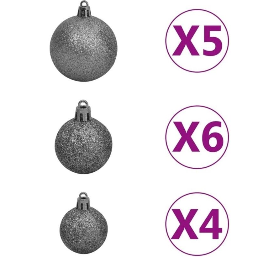 vidaXL - 61 - pièces - Ensemble de boules de Noël - avec - pic - et - 150 - LED - blanches - et - grises