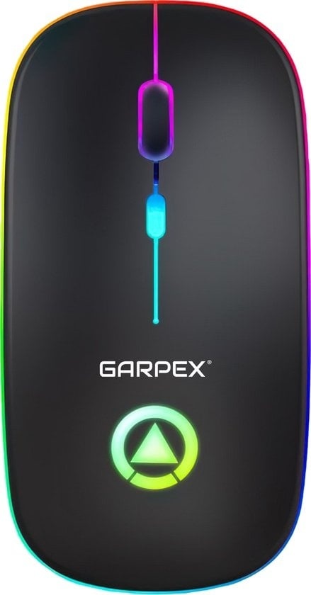 Garpex® Silent Wireless Mouse - Gaming Mouse - Computer Mouse - Mouse Wireless - With LED Lighting - Rechargeable - Black