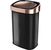 Stang Vollby Stangvollby Nausta Sensor Waste Bin - 58 Liter - Black with Rose Gold Lid - Stainless Steel - Soft close - Fingerprint proof - Black waste bin with copper rim