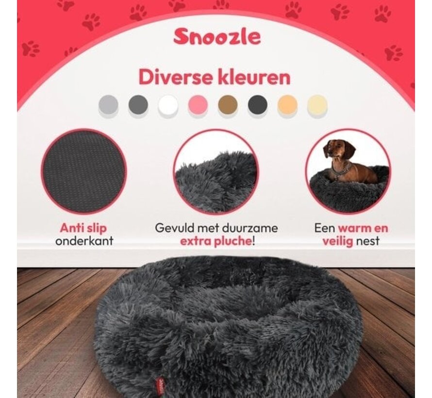 Panier pour chien Snoozle - Super doux et luxueux - Lavable - Pelucheux - Coussin pour chien - 100cm - XXL - Gris