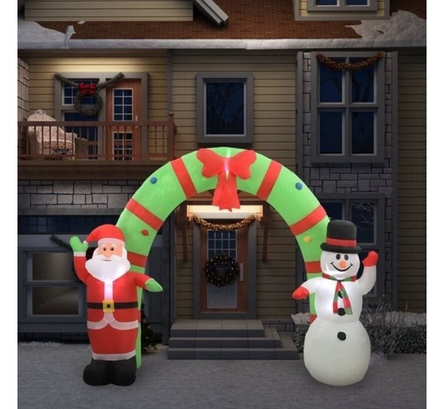 vidaXL - arche de Noël - Père Noël - et - bonhomme de neige - gonflable - LED - 223 - cm