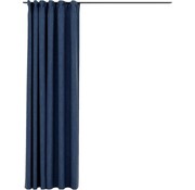 vidaXL vidaXL - Rideau - lin - aspect - occultant - avec - crochets - 290x245 - cm - bleu