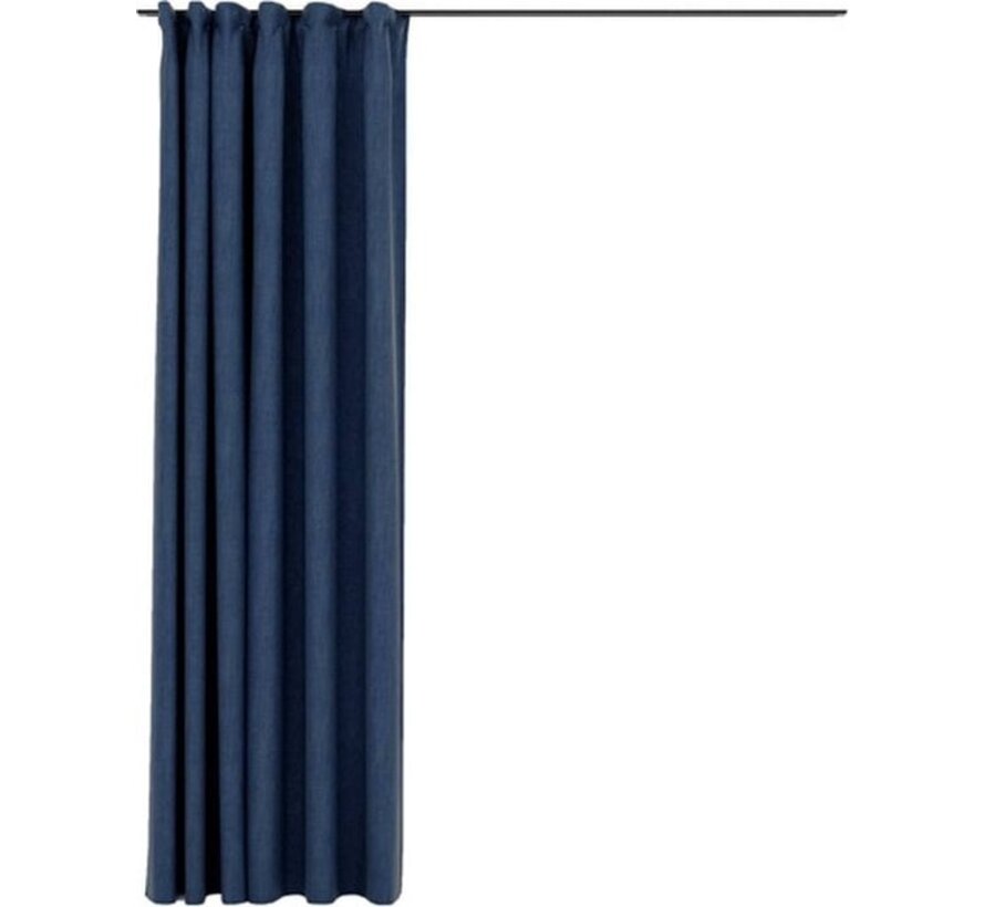 vidaXL - Rideau - lin - aspect - occultant - avec - crochets - 290x245 - cm - bleu