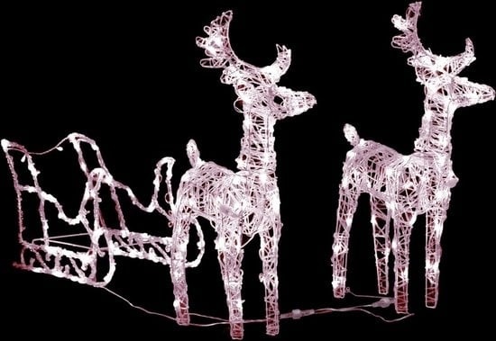 vidaXL - Décoration de Noël - renne - et - traîneau - 160 - LED - 130 - cm - acrylique