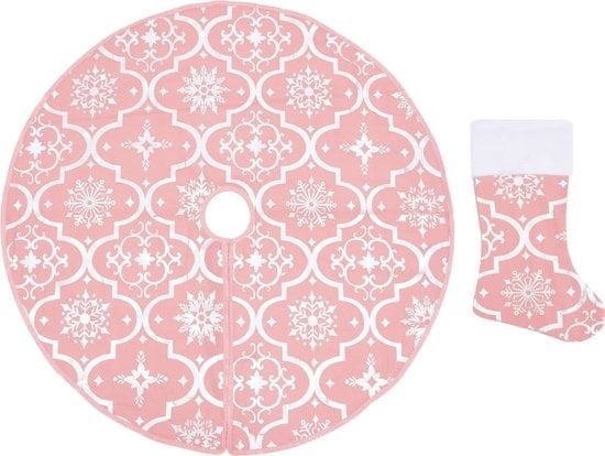 vidaXL - Jupe de sapin de Noël - luxe - avec - chaussette - 90 - cm - tissu - rose