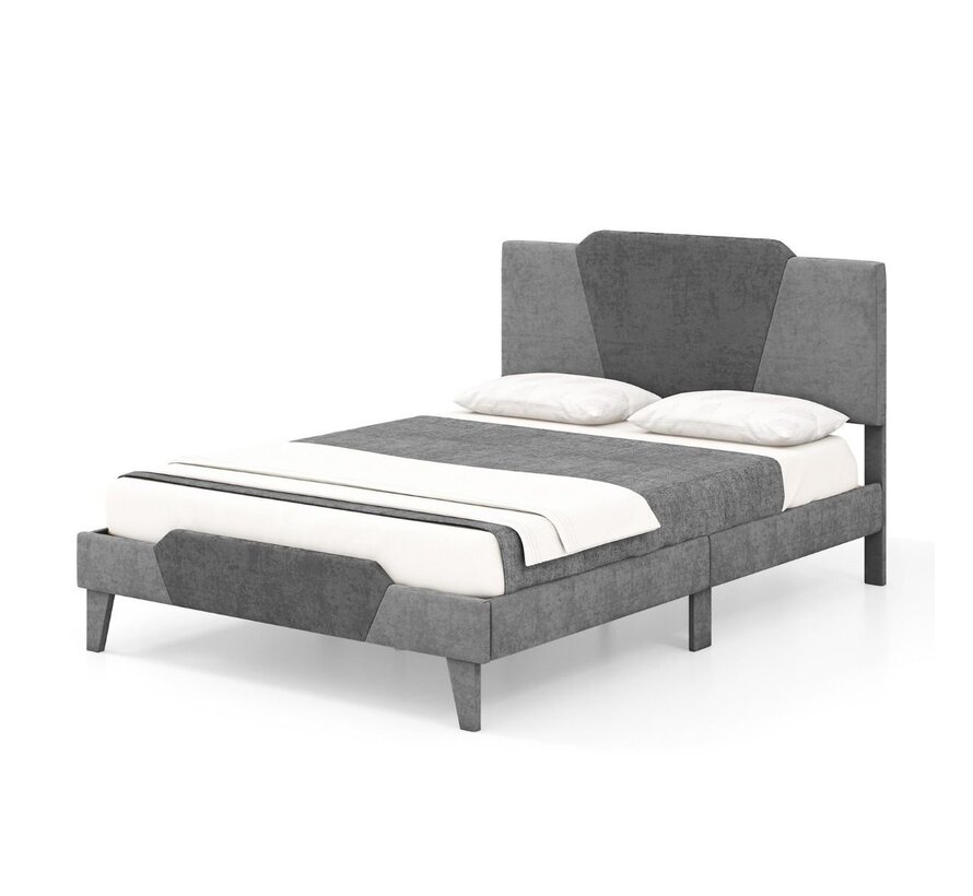 Coast Double Platform Bed - Upholstered - 140 x 200 cm - Grey