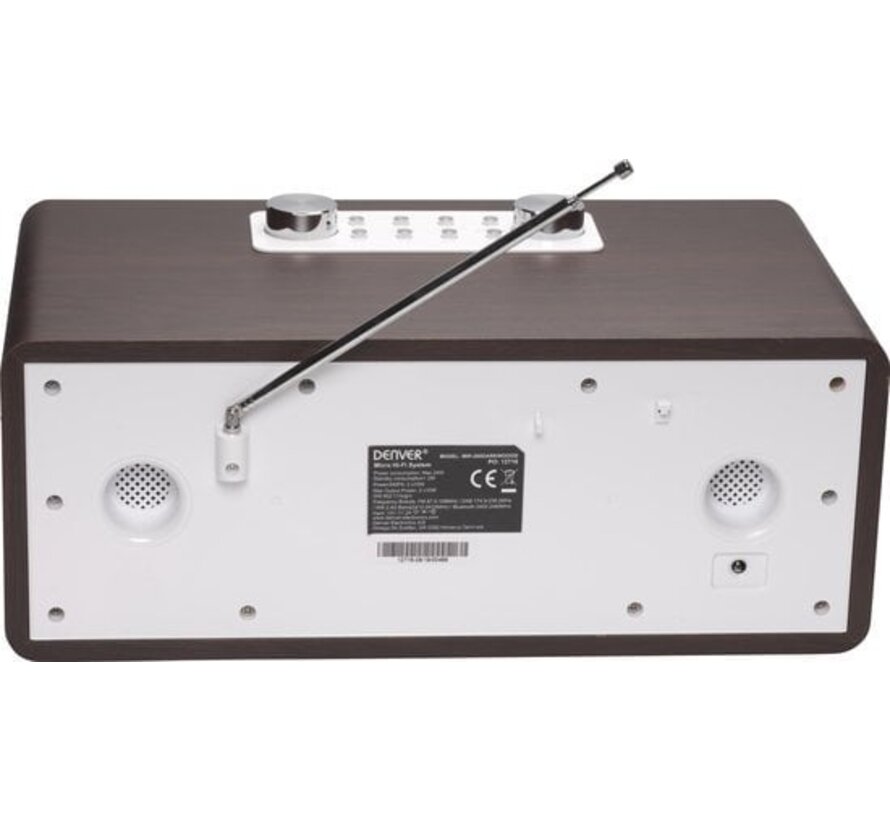 Denver MIR-260 Darkwood - Microchaîne avec radio et Bluetooth - Bois/Argent