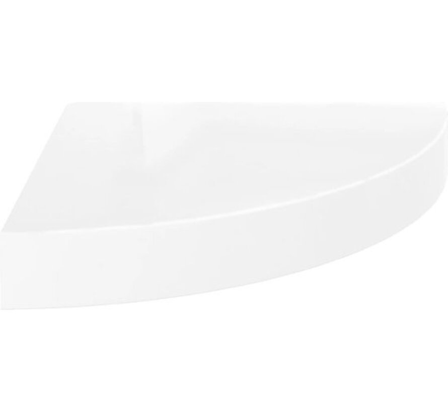 vidaXL - Étagères d'angle - flottantes - 2 - pcs - 25x25x3,8 - cm - MDF - brillant - blanc