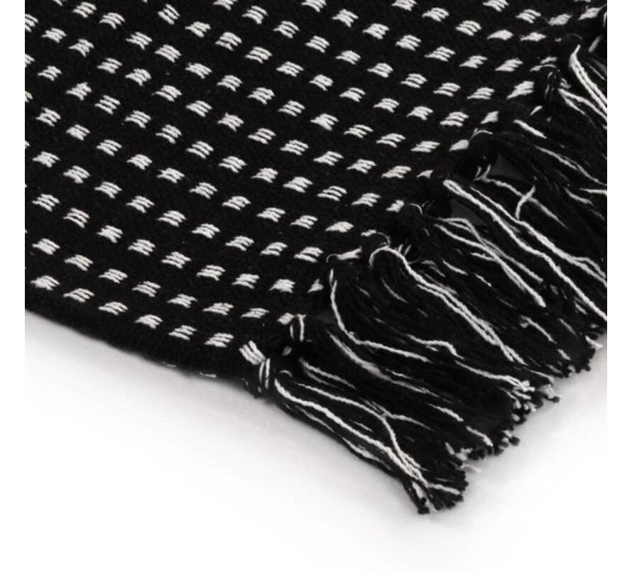 vidaXL - Plaid - carrés - 125x150 - cm - coton - noir