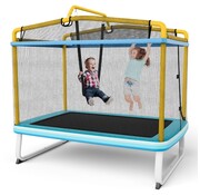 Coast Trampoline pour enfants Coast avec balançoire et filet de sécurité - jusqu'à 100 kg - 190 x 124 cm - Jaune/Bleu