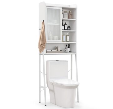 Coast Cabinet de toilette Coast - Porte coulissante en verre - Etagères réglables - 63 x 29 x 170 cm - Blanc