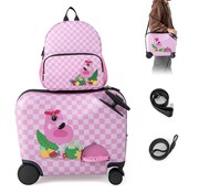 Coast Ensemble de voyage Coast pour enfants - valise et sac à dos - avec sangle de transport - Flamingo