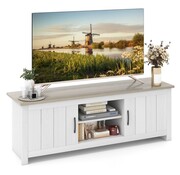 Coast Coast TV Furniture - Avec étagères ouvertes sur 2 niveaux - 145 x 39,5 x 49,5 cm - Blanc/Gris