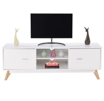 Coast Coast TV Furniture - 2 étagères 2 armoires - pieds en bois massif - 140 x 40 x 48 cm - blanc